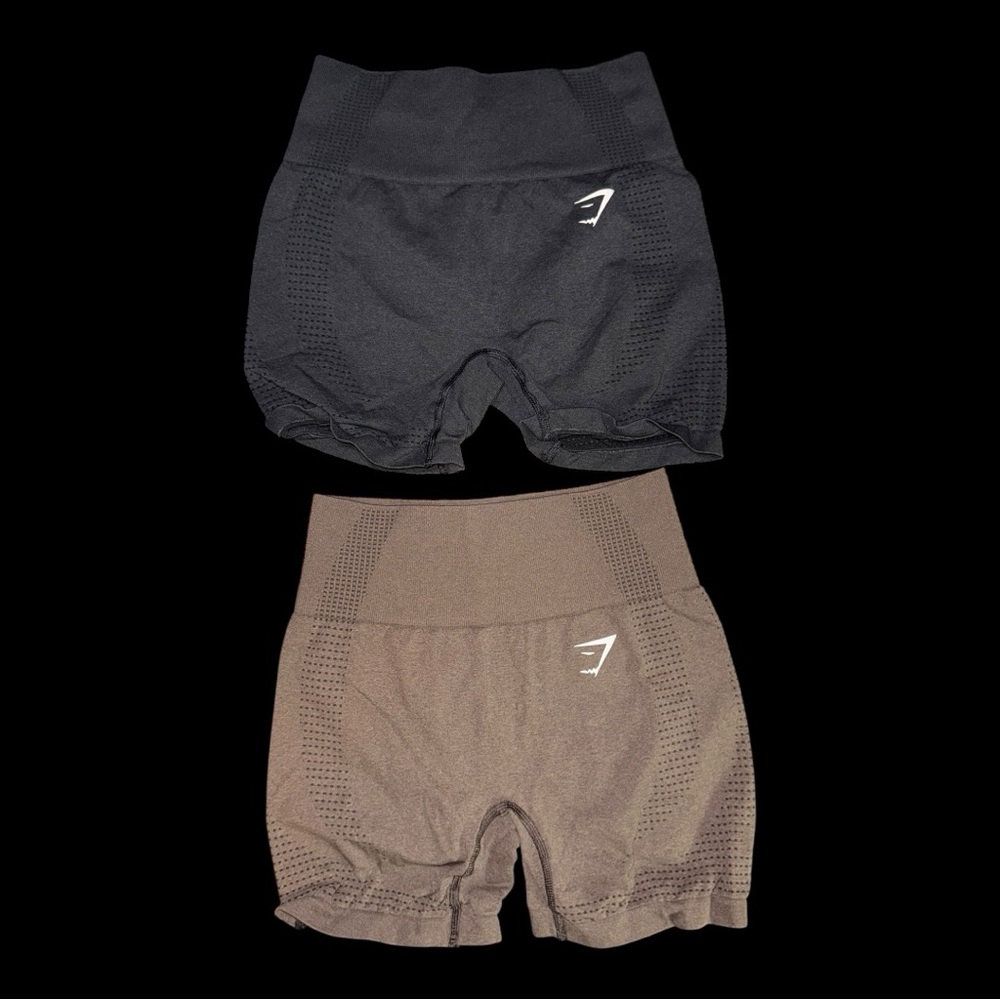 Gymshark Vital Seamless Shorts Black and Brown lot of 2 Sz